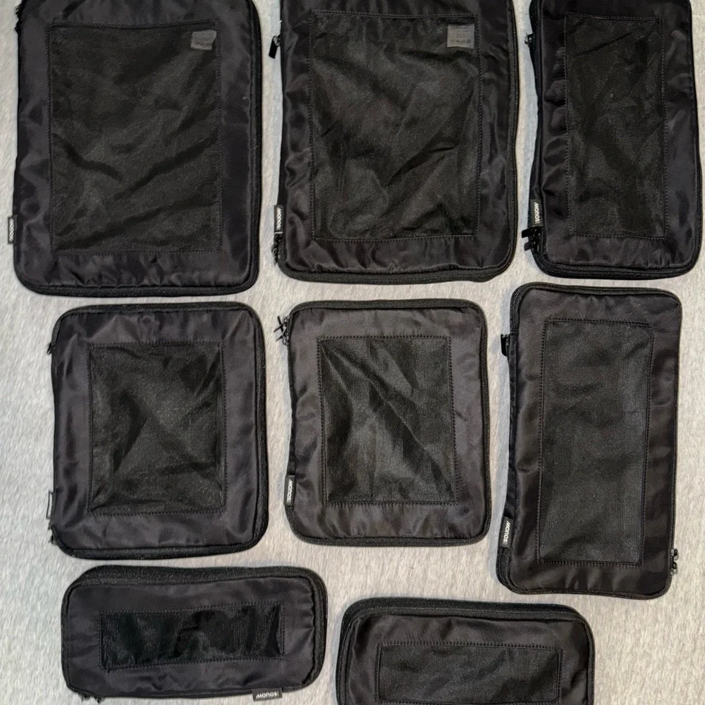 Monos Black Compressible Packing Cubes – Set of 4 (Qty Available: 1 set left)